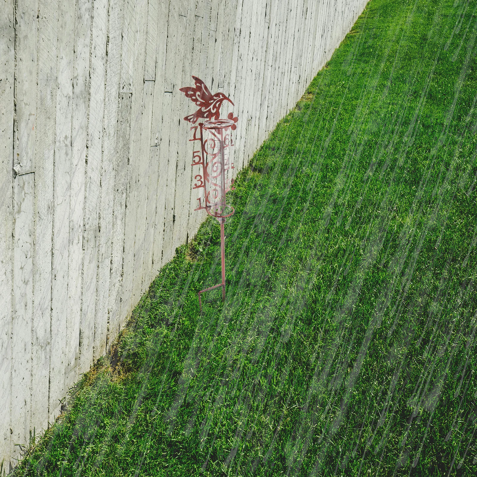 7-Zoll-Digital-Regenmesser für den Außenbereich, Garten, dekoratives tragbares Werkzeug, Metallpfahl, einfache Verwendung, genaue Messung, Regenmesser