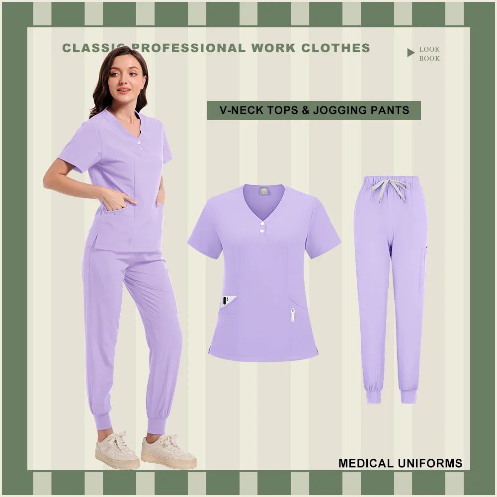 Vendita all'ingrosso Multicolor Women Wear Scrub Set Dottore Ospedale Uniforme medica chirurgica Dottore Abbigliamento da lavoro Infermiera Scrub Set Jogger Suit