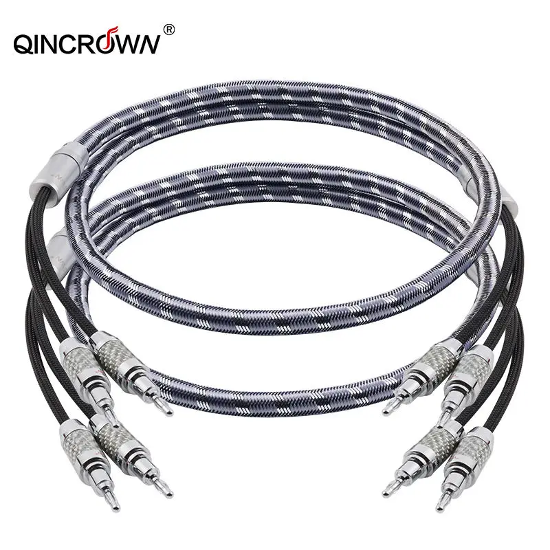 High-Fidelity Audio Speaker Cable with Gun-type Banana head Home Power Amplifiers Car Speakers Anti-Interference Connection Line