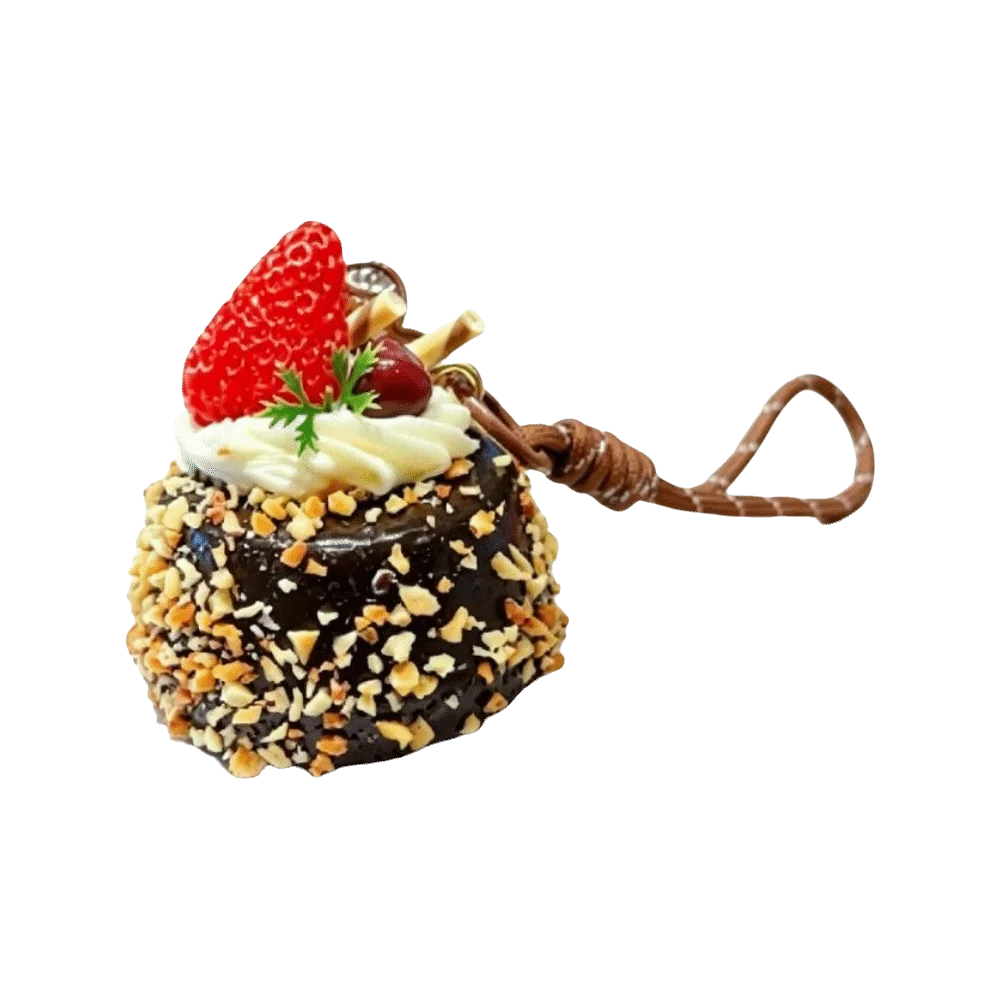 Keyring Realistic Simulation Cake Keychain Strawberry Chocolate Fruit Mousse Cake Pendant Decoration Cream Cake Hanging Gift