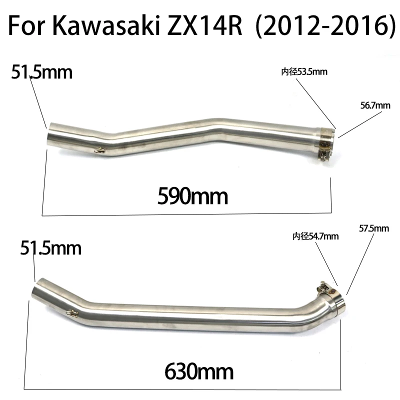 For Kawasaki Ninja ZX14R ZZR1400 2012-2016 Upgrade Full System Motorcycle Exhaust Muffler Connector Mid Link Pipe Tube Escape