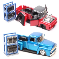 1:24 Scale Diecast Alloy 1956 Ford F100 F-100 Pickup Toys Cars Model Classics Adult Collectible Souvenir Gifts Static Display