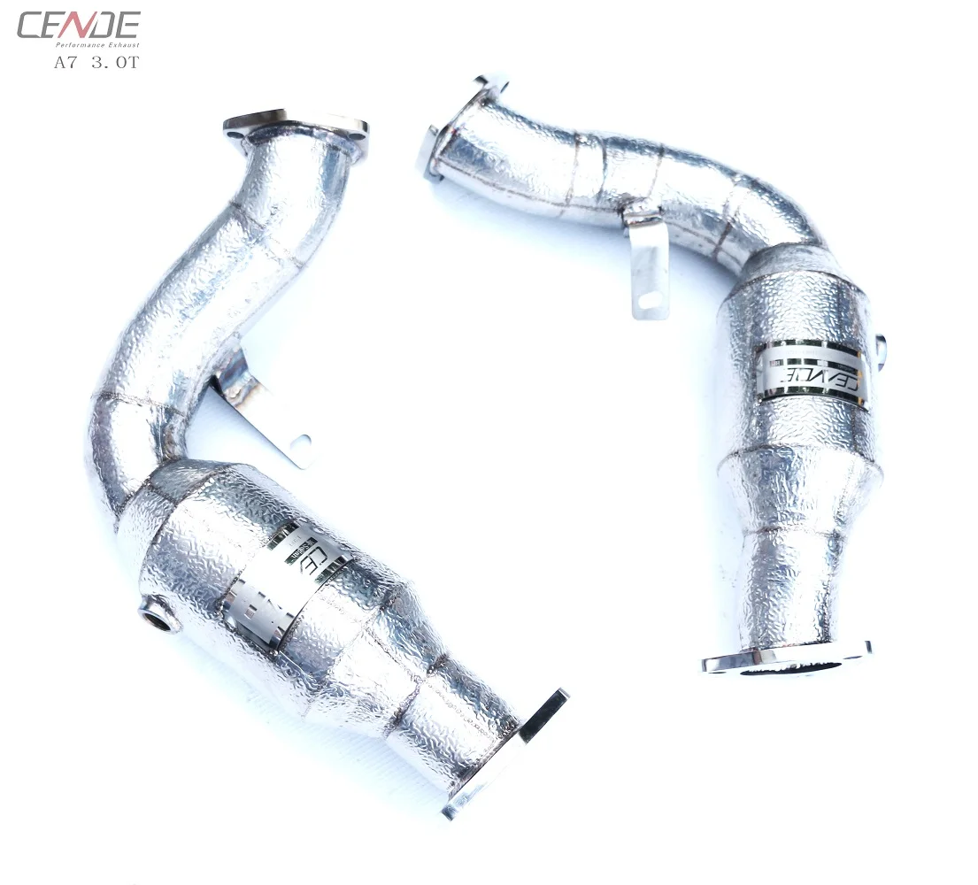 CENDE Stainless Steel pipe carbon fiber cutout electric system downpipe For Audi A7 exhaust