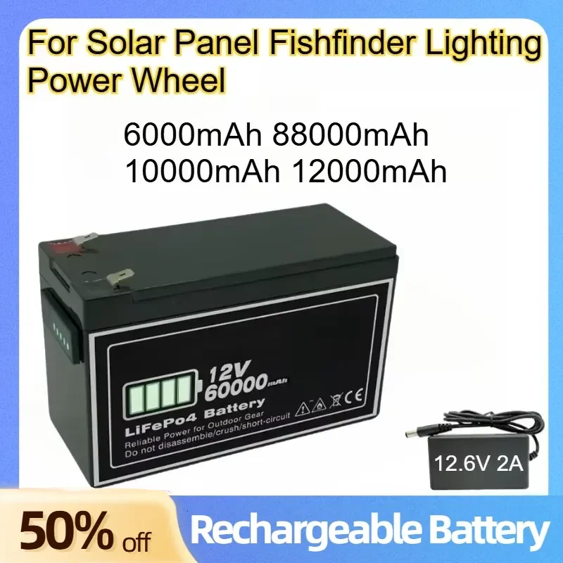 18650 High Quality Lithium Battery 12V for Solar Panel Fishfinder Lighting Power Wheel Rechargeable Batteries +12.6V 2A
