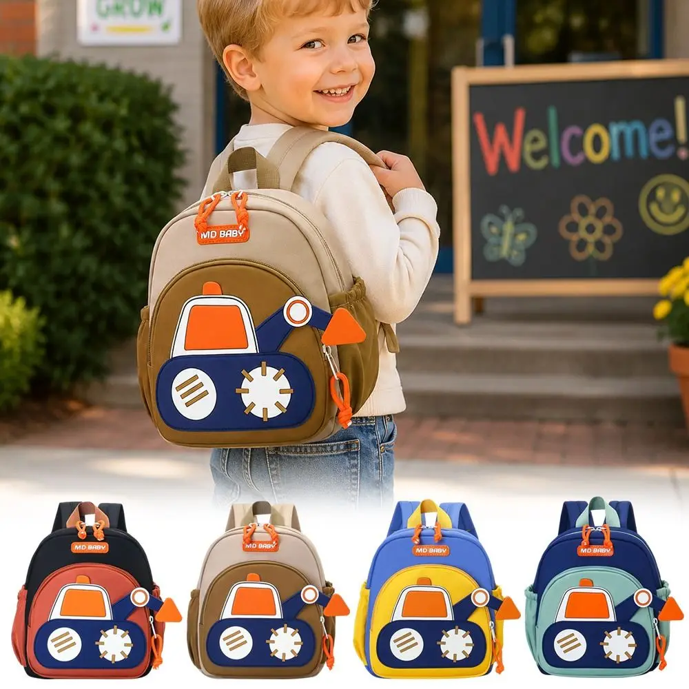 Mini Toddler Backpack for Boys Water Resistant Alleviate Burden Kids Backpack Widen Straps Cartoon Excavators Kids School Bag