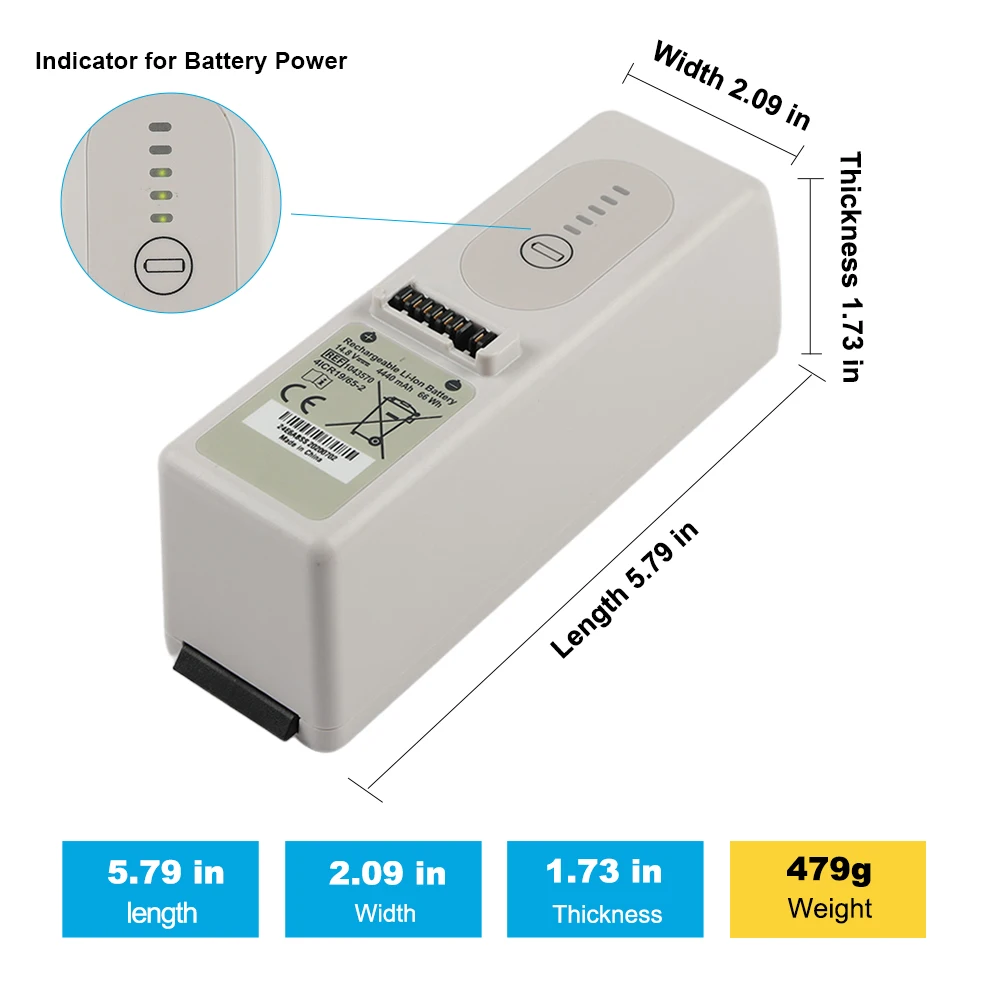 1043570 1055804 Replacement Battery For Ph-ps Respironics Trilogy T100 T200 T202 T70 BIPAP A30 A40 14.8V 66WH