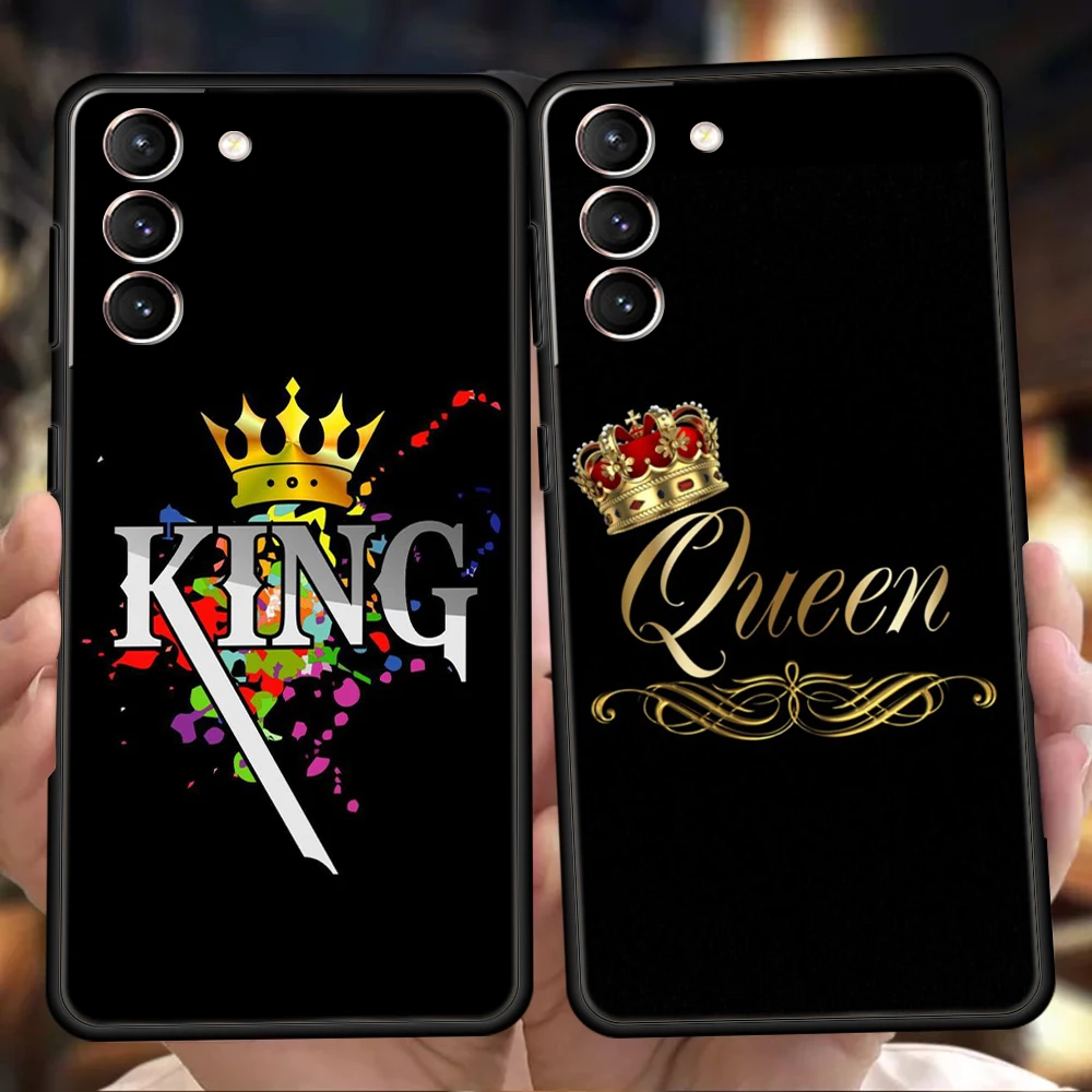 

Crown King And Queen Phone Case For Samsung Galaxy S24 S23 S22 S20 S21 FE Ultra S24 S23 S10 S10E S9 S8 Plus 5G Phone Cover Capas