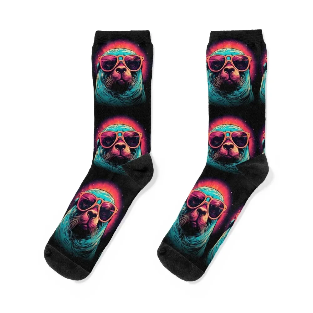 Seal with sunglasses, harbor seal, sea lion Socks FASHION moving stockings Boy Socks Women's