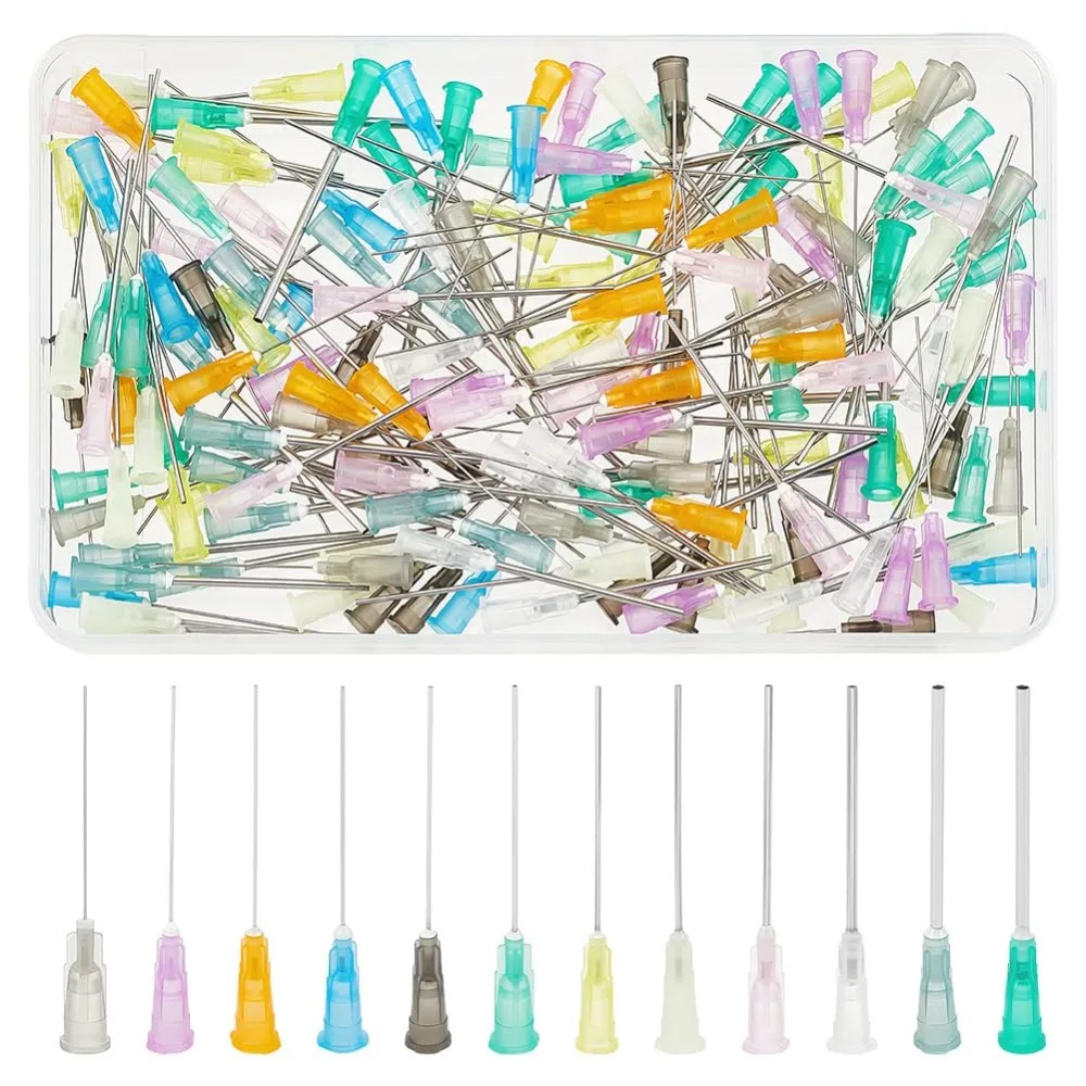 120Pcs Blunt Tip Dispensing Needle with Luer Lock 2.2Inch 12 Style Stainless Steel Syringe Needle Dispenser Needle for Liquid