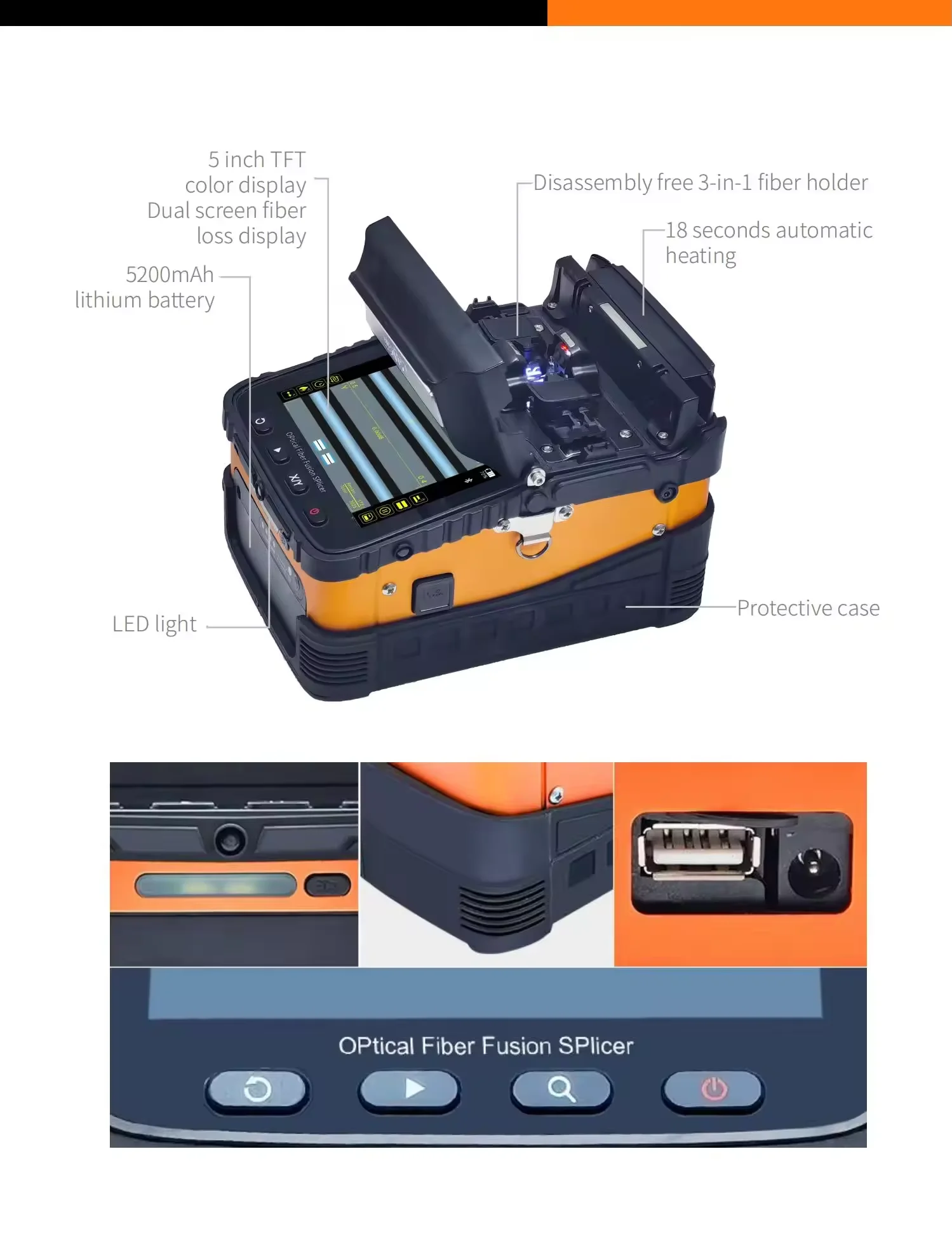 AI5 Fiber Optic Splicer Machine - FTTH Optical Fiber Fusion Splicing Tool for Network Construction