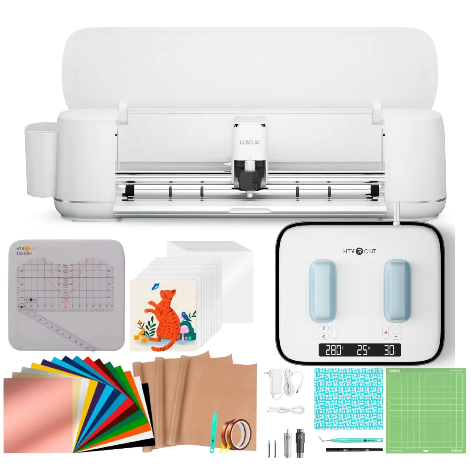 

Режущий плоттер LOKLiK 2- Smart с функцией термопресса (12 x 10 дюймов) для термотрансферных материалов, для самостоятельного изготовления футболок и сумок