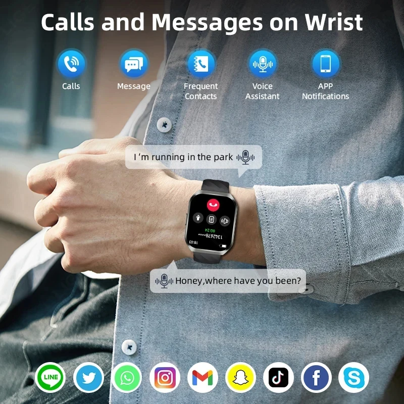 3D Surface Smart Watches Interactive Music Social APP Message Reminder Colorful Large Screen Smartwatches Mens Fitness Bracelet