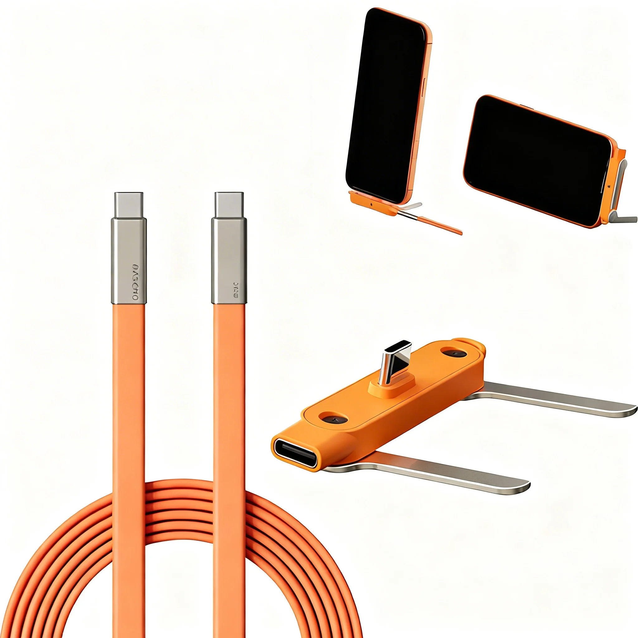 240W Fast Charging Cable Detachable 2 In1 Phone Tablet For IPhone Samsung Xiaomi,Foldable Phone Holder,Ultra-Fast Data Cable