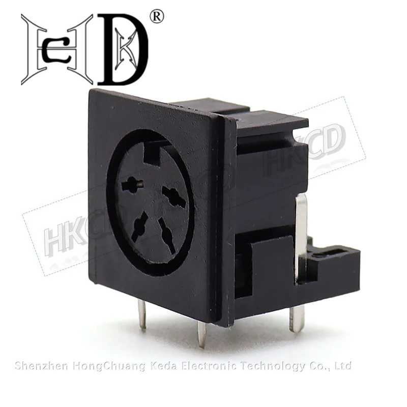 5pcs DIN-403 4 Pin Square Snap-in Panel Mount Right Angle DIP Female DIN Socket Audio Power