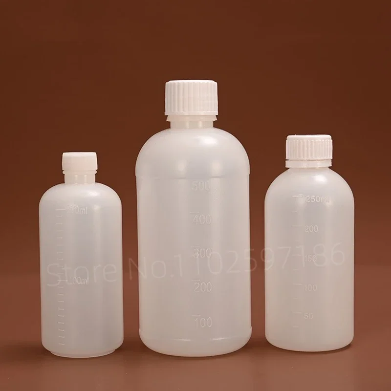 10ml 50ml 100ml 200ml Graduated Plastic Water Bottle Scale Semi Transparent Sampling PE Small Mouth Liquid Solvent Packaging