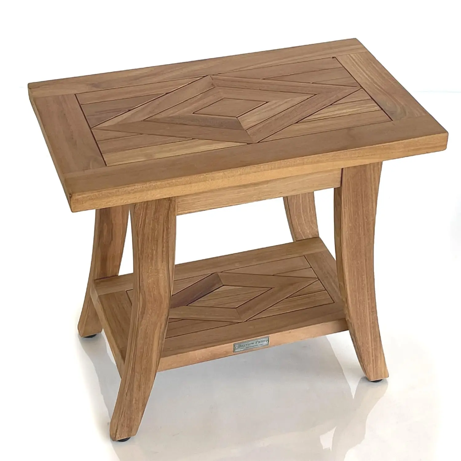 Nautica Teak Shower Bench with Shelf, Shower Stool for Bath Tub or Spa or Sauna, Shower Bench for Elderly, Indoor, Customized