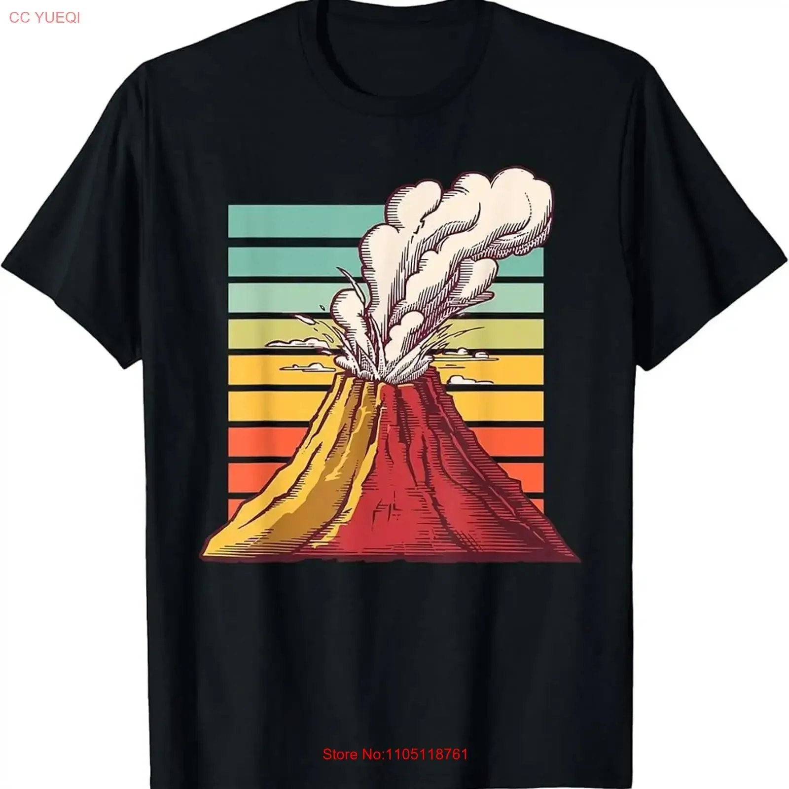 Cool Volcano Art For Kids Geology Lover T Shirt long or short sleeves vintage Washed homme streetwear graphic Versatile fashion