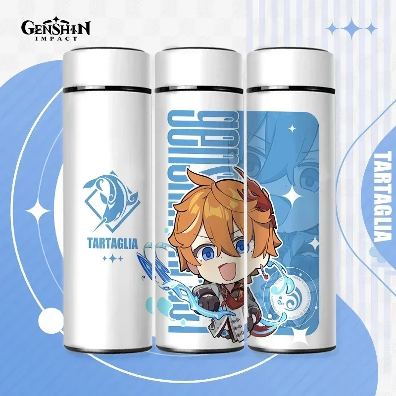 500ml Genshin Impact Kawaii Anime Figure Zhongli Hutao Xiao Venti 304 Stainless Steel Digital Display Thermos Cup Water Cup