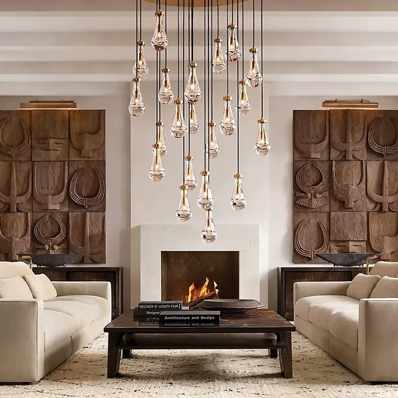 LED Spiral Raindrop Chandelier Pendant Light Ceiling Lamps For Entryway Foyer High Ceiling Decoration