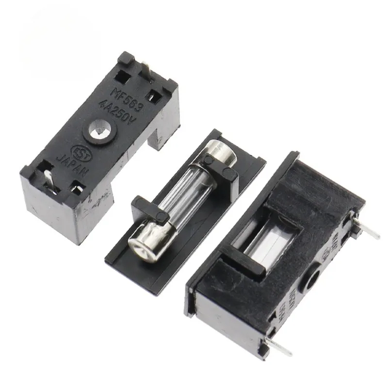5X20MM Car Fuse Box 0.63A-30A 250V Black Fuse Holder 5*20mm 2Pin PCB Mounting Box Fuse Tube Socket
