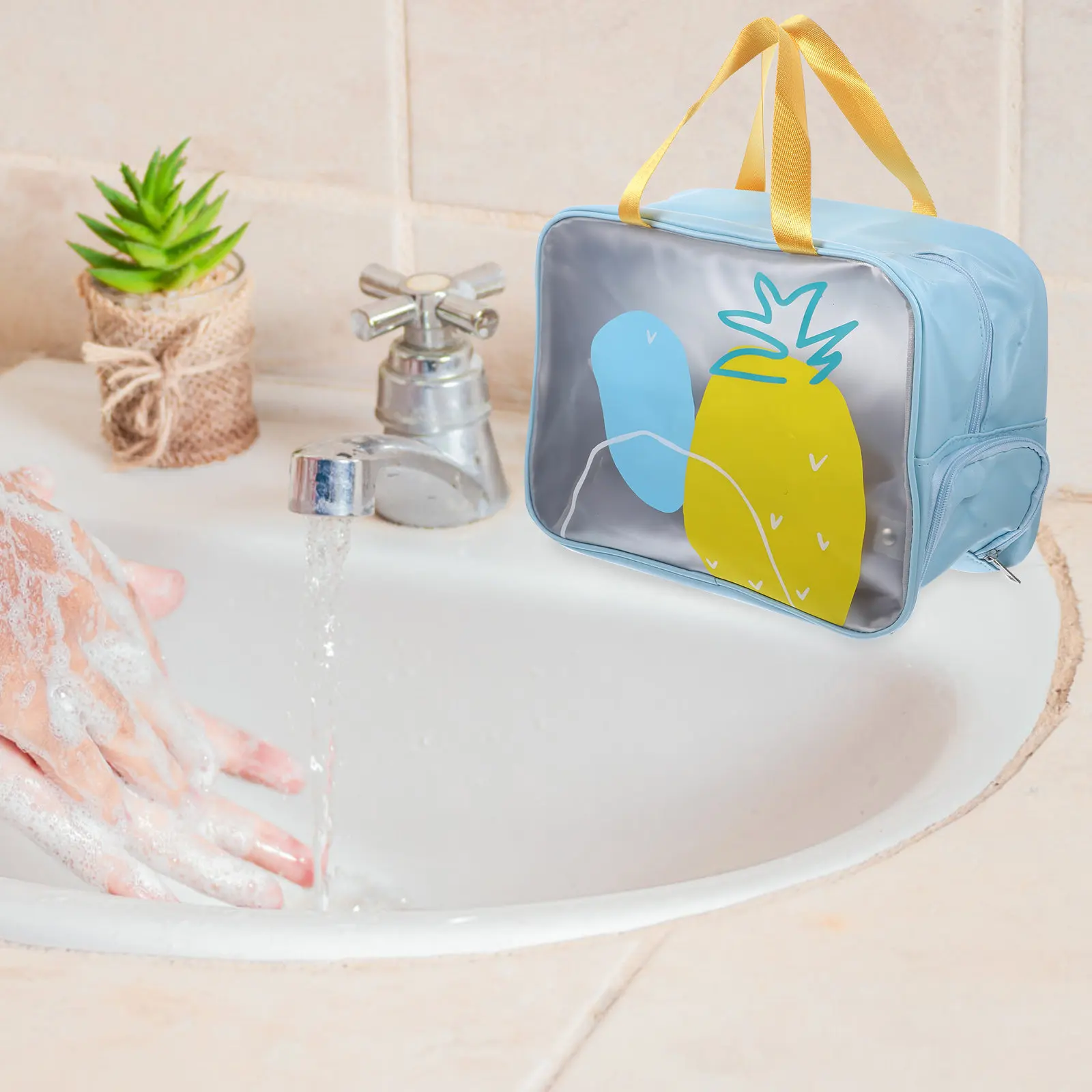 

Portable Waterproof Bag Clear Toiletry Organizer with Zipper Closure Multi Compartment for Teen Swimsuit Hiking