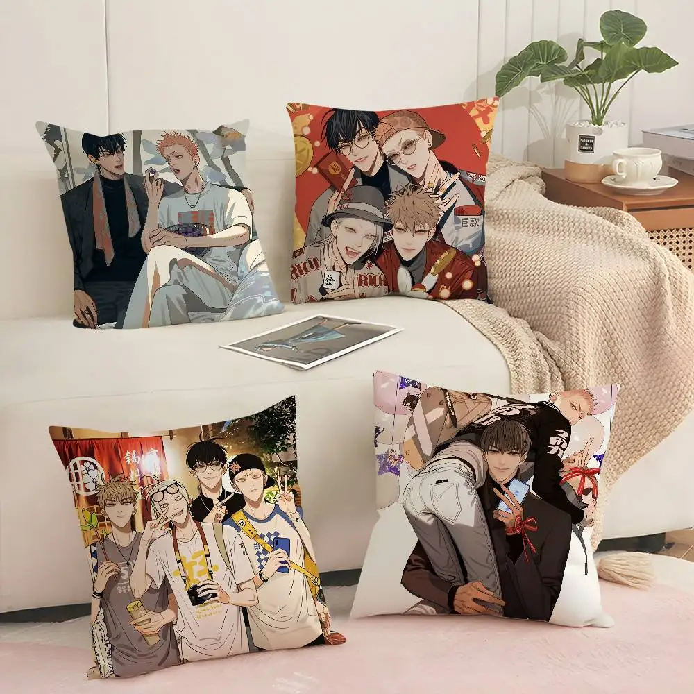 Cartoon BL 19 Days Comics Pillow Case Sofa Decorative Home Double-sided Printing Short Plush Cushion Pillow Cover Holiday Gift