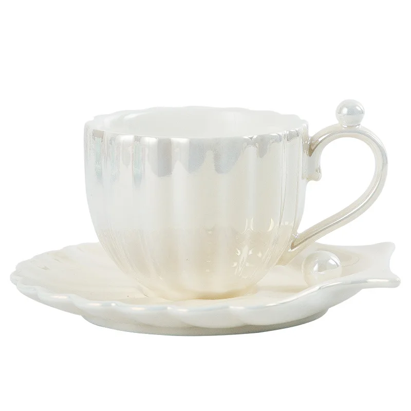 Pearl Shell Coffee Cup European Creative Coffee Cup Plate Ceramic Cup Gift Afternoon Tea Set Tea Set