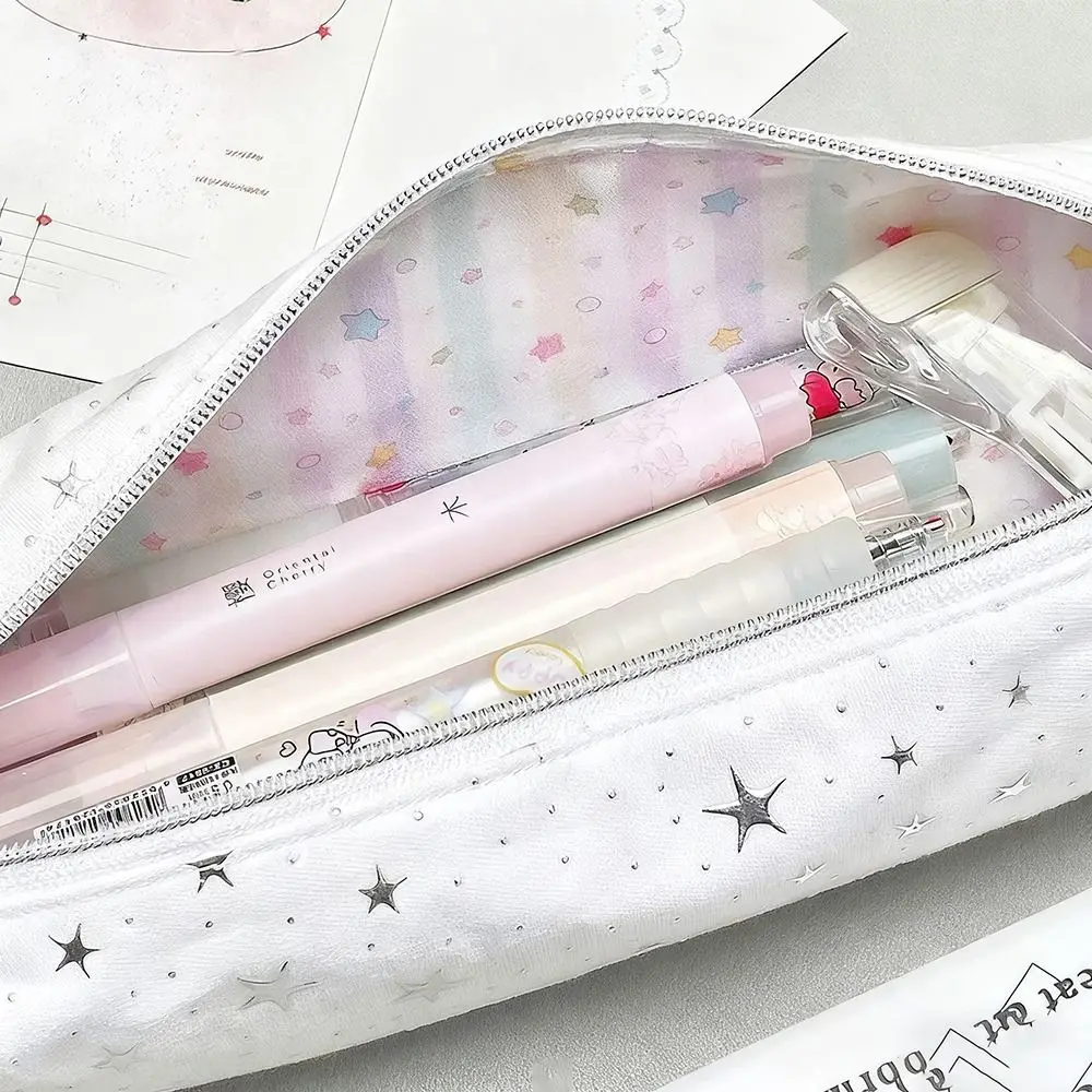 

Сумка для ручек с милыми звездами и волнистой точкой, большой вместительный пенал с героями мультфильмов, подарок, легкая сумка для канцелярских принадлежностей, принадлежности для студентов