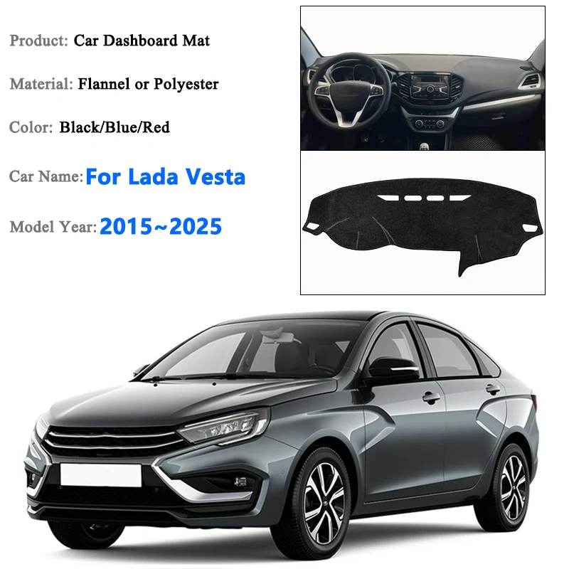 For Lada Vesta Aura 2015~2022 2023 2024 2025 Car Dashboard Cover Dashmat Avoid Light Carpet Protective Sun Shade Mat Accessories