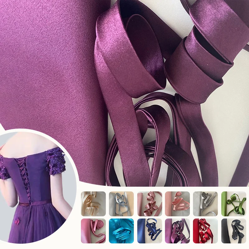 1pcs Wedding Dress Zipper Replacement Adjustable Corset Back Kit Lace-Up Satin Ribbon Ties for Bridal Banquet Evening Gown