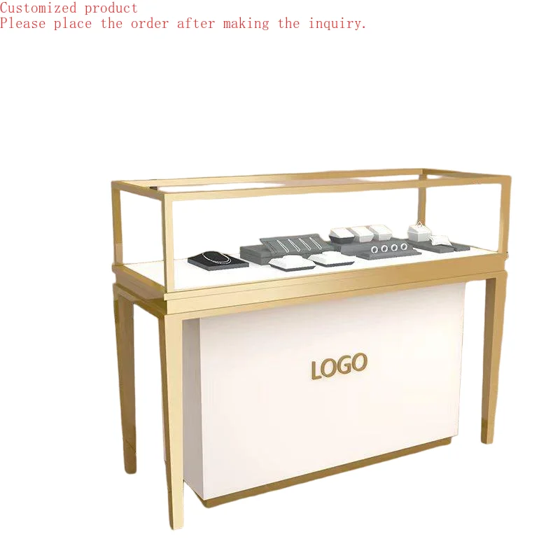 

Custom.Customized Modern Design Stainless Steel Jewelry Display Cabinet with LED Lighting Luxury Store Counter Rack
