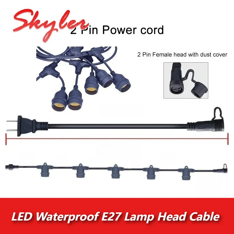 Outdoor E27 Threaded Head Lamp Holder String Waterproof IP68 LED Sealed Strip Line Farmyard Garden Wedding Evening String Lamp