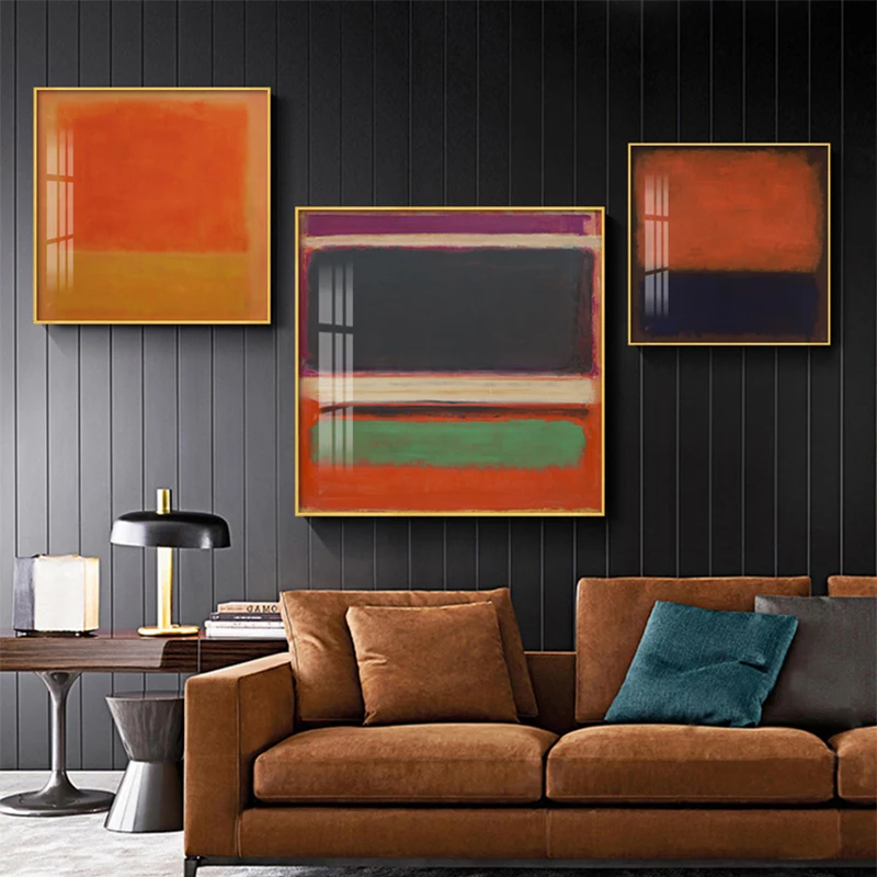 Impressionist Abstract Decorative Paintings, Abstract Paintings, Modern Line Aesthetics, Print Murals, Orange Geometric Graphic