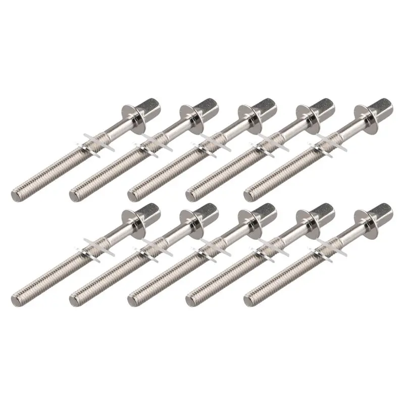 ABLB-24Pcs Drum Tension Rods Tension Screws Bass Drum Screws Set Bass Snare Drum Accessories Drum Hardware M5x50mm