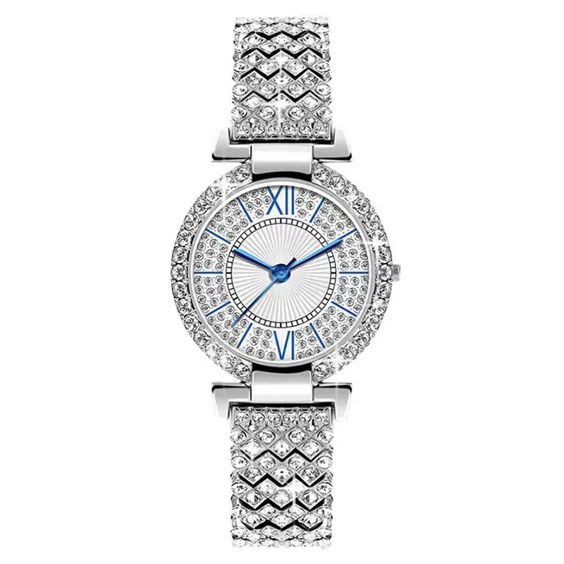 Ladies' Quartz Full Diamond Roman Watch Fashion Starry Sky Round Bracelet Watch High Beauty Women's Watch