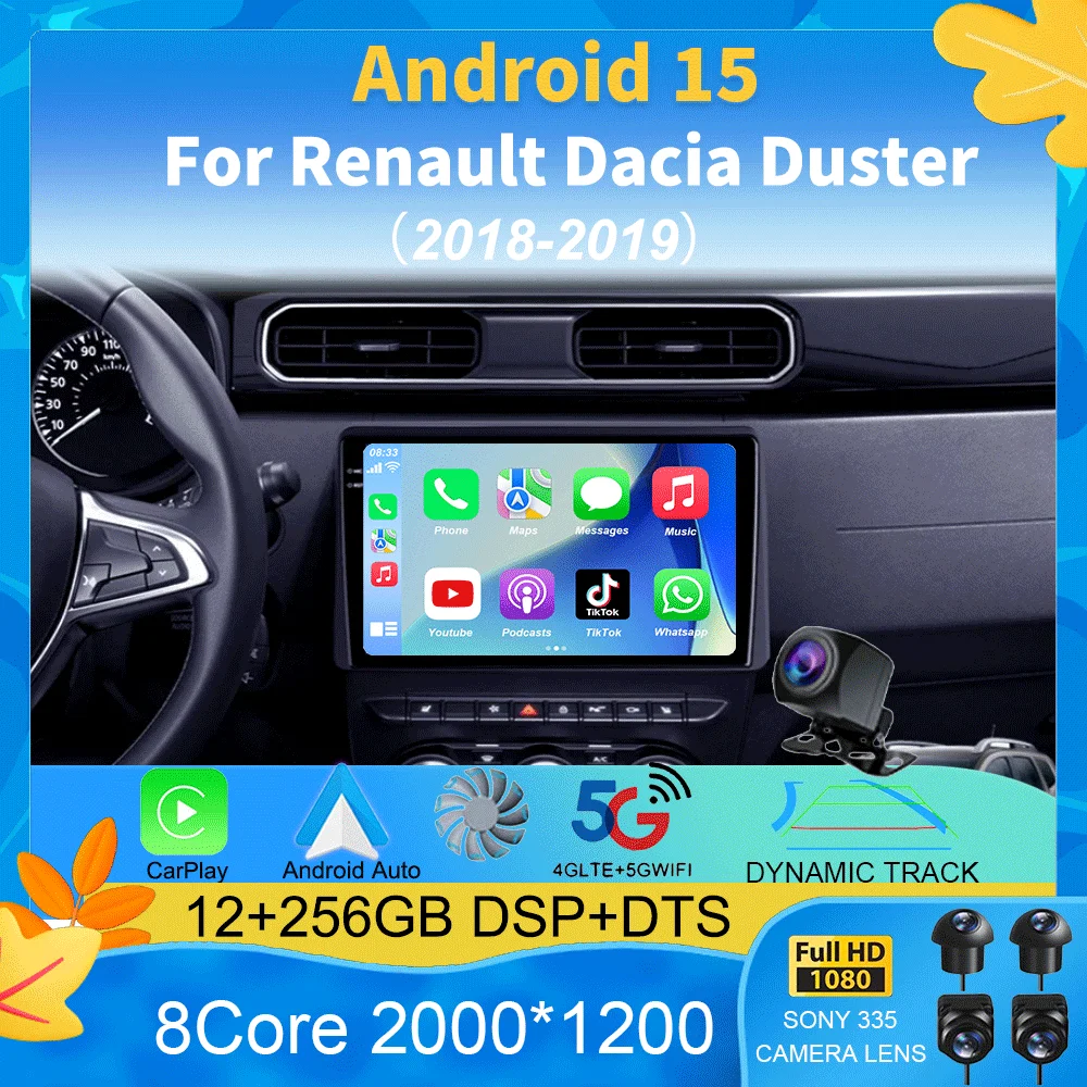 Pour Renault Dacia Duster 2018 2019 ARKANA 2019 Android 15 autoradio vidéo lecteur multimédia moniteur Navigation GPS unité principale