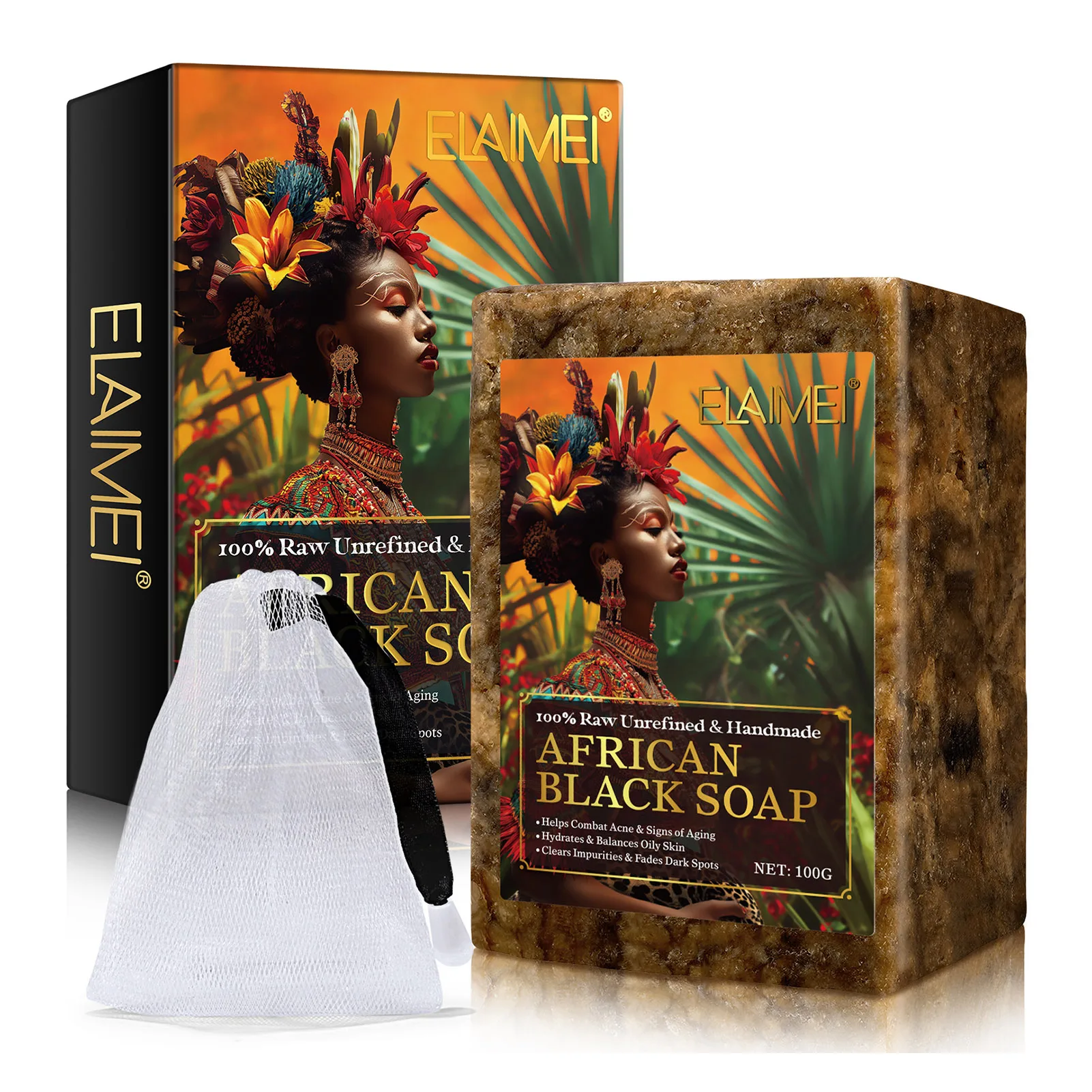 

100g African-Black Soaps Luxury Hand-Made Soaps Bar For Acnes Dark Spots Balance Hydrating Oily Skin For Deep Skin Cleansing