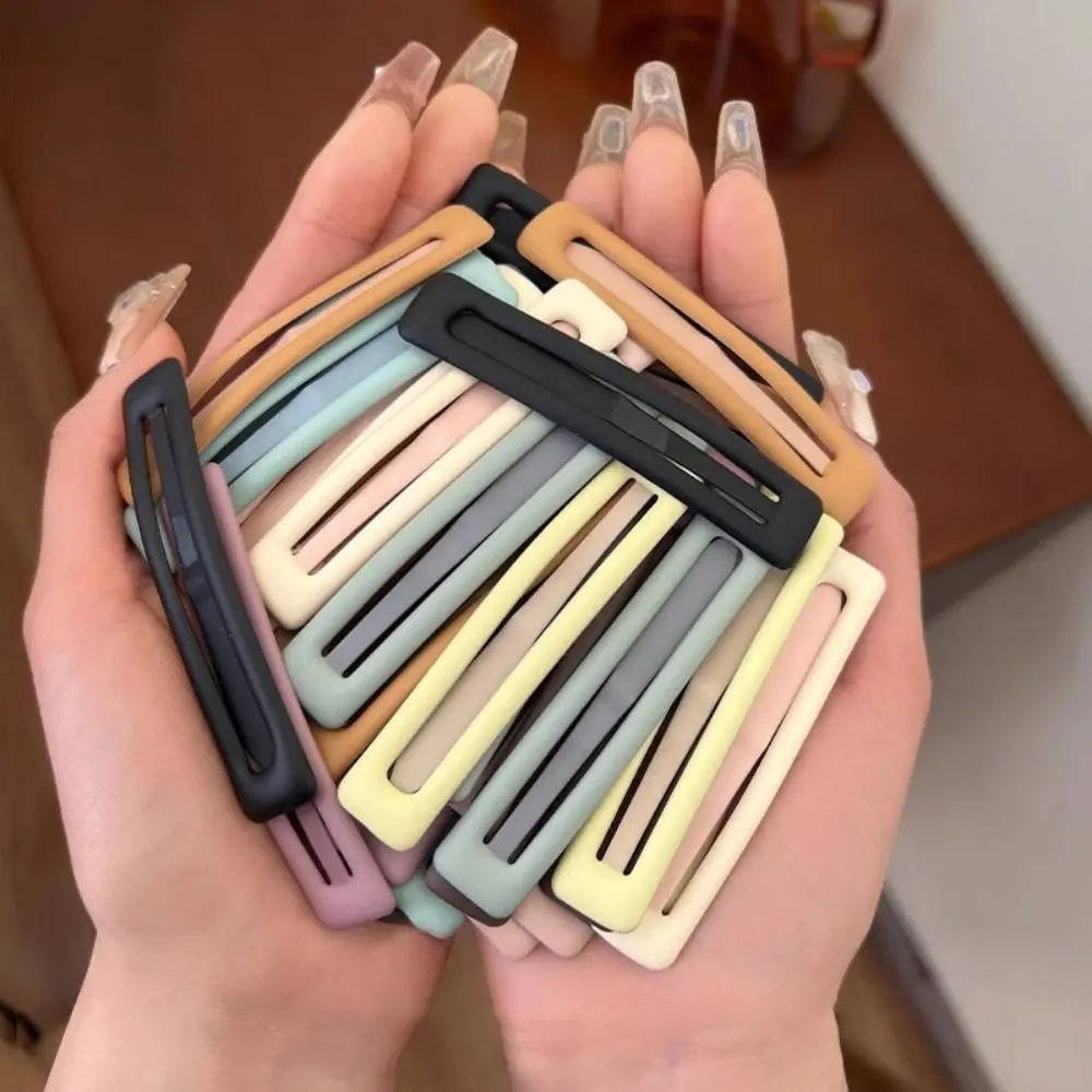 

6pcs/set Large Korean Style Rectangle Hairpins Frosting Solid Color Geometry Barrettes Hair Clip Barrettes Girl
