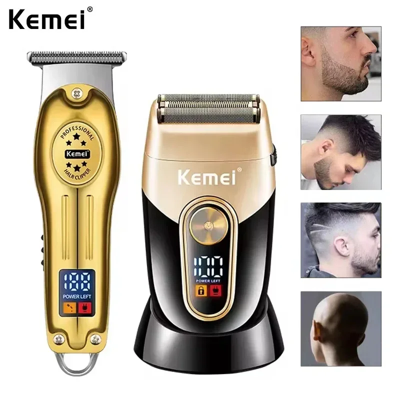 Kemei KM-678 Mini Electric Hair Clipper KM-3209 LCD Digital Display Shaver Dry and Wet Shaving Beard Trimmer Barber Clippers