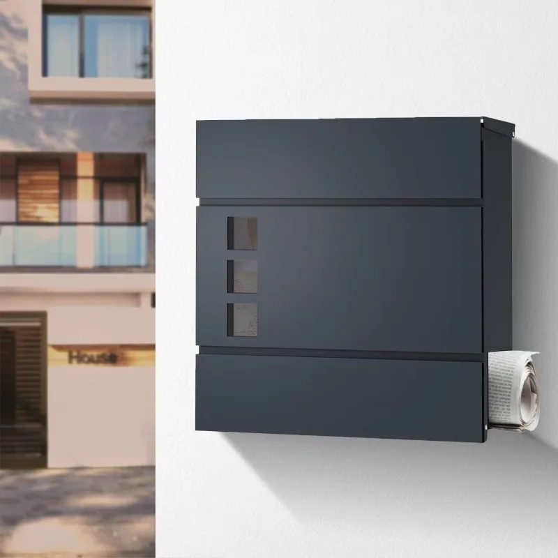 Wall Mounted Waterproof Mailbox Outdoor Rainproof Letter Box, Large Capacity Villa Post Box with Custom Silk Screen Logo