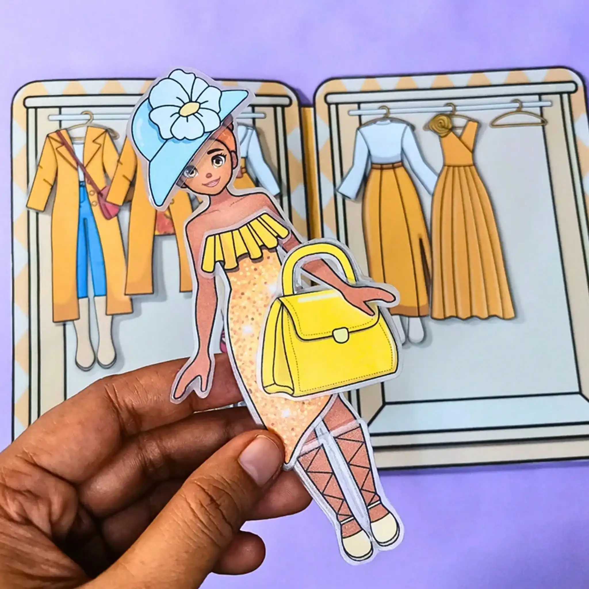 Yellow Dress Girl Tea Party Theme DIY Quiet Book Scrapbook Kit, Handmade Craft Set, Fun Parent-Child Early Learning Toy