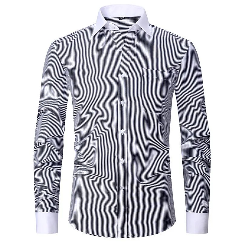 

Men's French Long Sleeve Striped Shirt