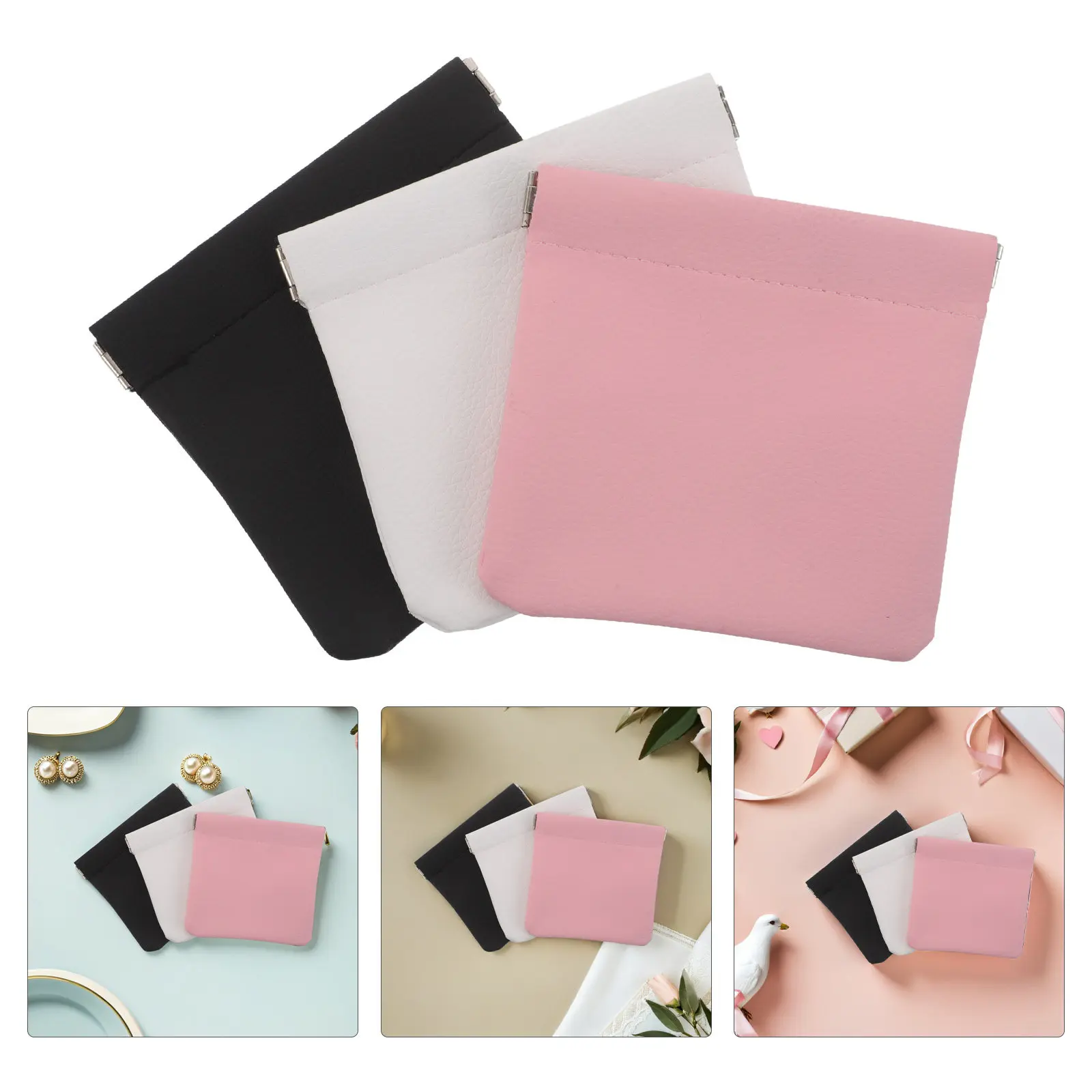 6Pcs Jewelry Bag for Purse PU Spring Organizer Compact Travel Coin Pouch Lipstick Holder Portable Makeup Storage Small