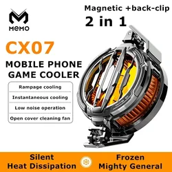 MEMO-Ventilador de Refrigeração de Semicondutores para Celular, Radiador CX07 para iPhone, Android, PUBG Game Cooler, Clipe Traseiro Magnético, 2 em 1, Novo, 24