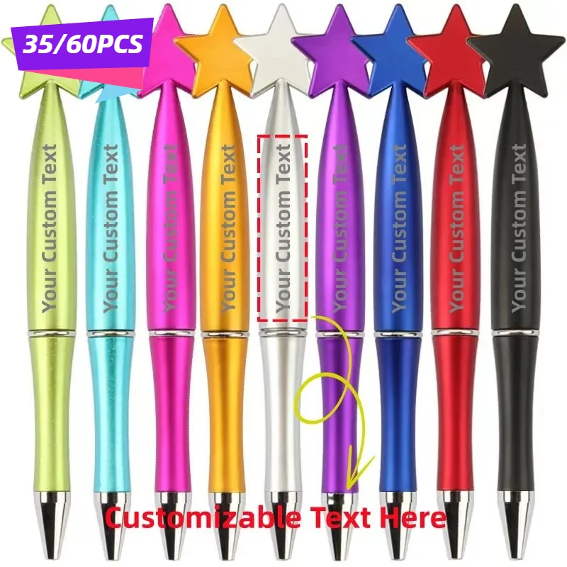 35/60PCS Customizable Star Ballpoint Pens for Promotional Gifts Colorful Bulk Pens Twist Action for Advertising Business Gifts