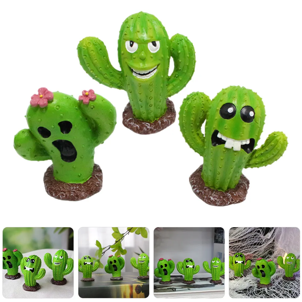 

3 шт. Декоративные искусственные растения для улицы: мини-кактусы для микроландшафтного дизайна