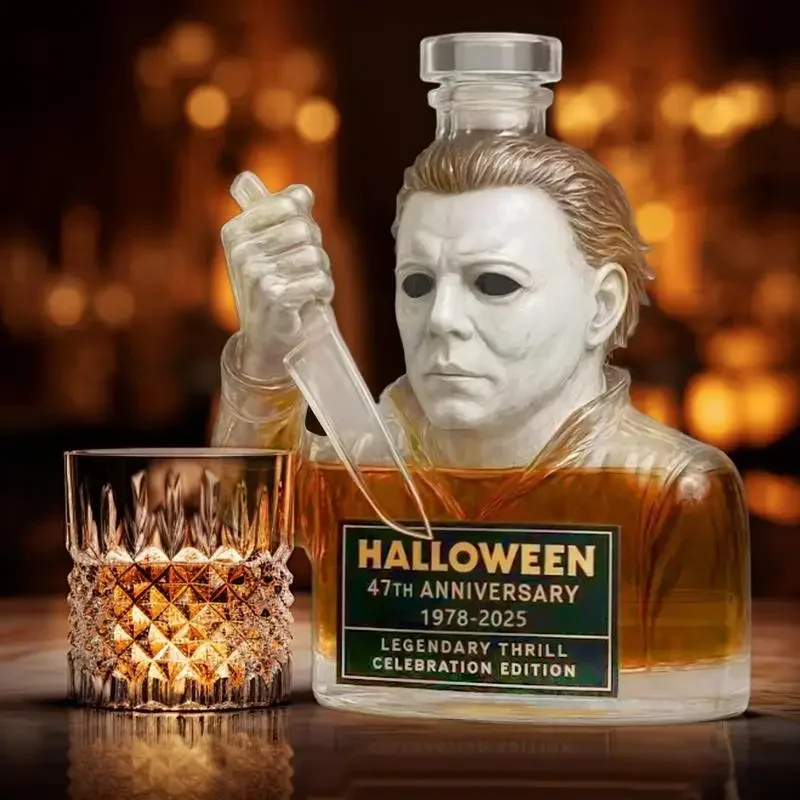 

MichaelMyers 47th Anniversary Whiskey Bottle 1978-2025 Whiskey Decanter Horror Movie Peripheral Liquor Alcohol Storage Bottle