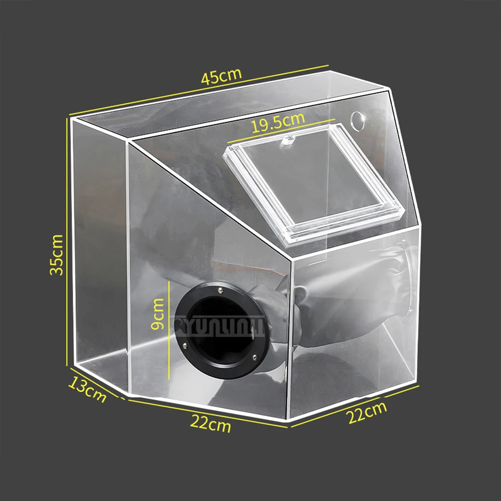 صندوق متكامل مقاوم للغبار من الأكريليك السميك لنقش الذهب/الفضي وتلميع عجلة التلميع والأسنان ومعالجة المجوهرات