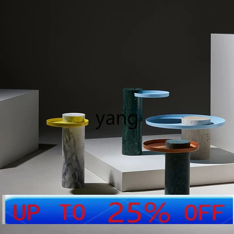 

LMM round metal creative cave stone edge table living room coffee table small coffee table