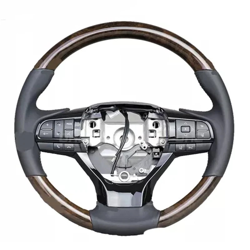 Suitable for Lexus ES left and right flat leather + peach wood grain car modified steering wheel assembly